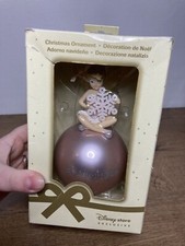 Disney Store Pink Tinkerbell Snowflake Christmas Bauble Ornament Boxed