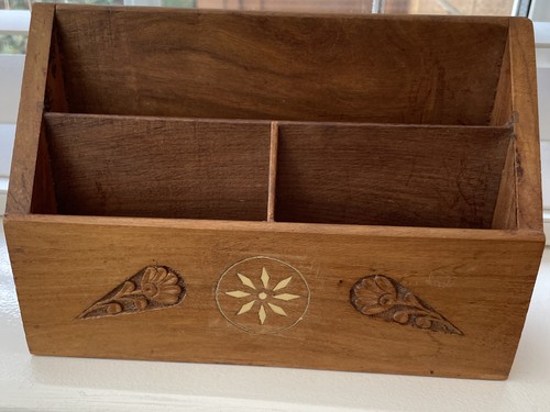 Wooden carved desk tidy - wooden,