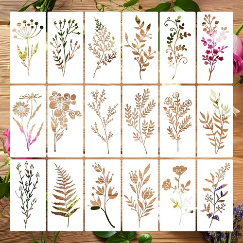 18pcs plant stencils - 18pcs, stencils,reusable
