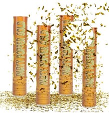 4x 28cm Confetti Cannons Party Poppers Gold Celebrations Wedding Festival