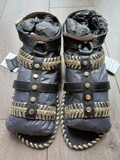 SIMPLY BE Ladies Black & Silver Gladiator Studded Leather Sandals - UK Size 6