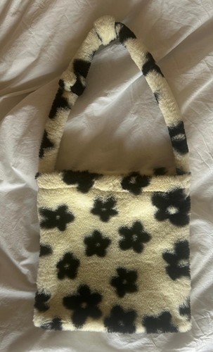 Cream fluffy shoulder bag - cream, with