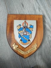 Vintage University of Aston Coat of Arms Crest Shield Plaque Academic
