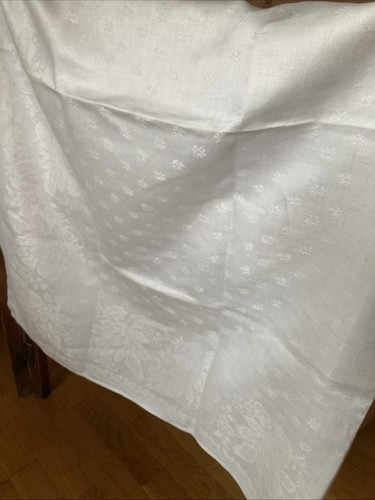 Vintage white table cloth with - vintage,