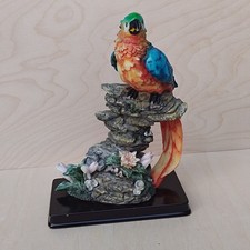 Colorful Parrot Ornament Figurine on Rock Flowers – ACADEMY – 28cm Tall