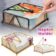 Elegant Metal Napkin Holder with Wooden Base Decor Iron Art Tissue Dispenser