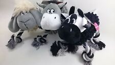 The Pet Shop Rope Farmyard Animals Sheep Cow Donkey Squeak Soft Toy For Dog