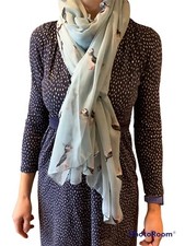 Puffin Scarf Ladies Sky Blue
