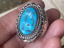 Quality Native American Navajo Sterling Silver & Turquoise Men's Ring