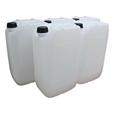 5 x 25 Litre Natural HDPE Stackable Jerry Can Drum Container 950g  60mm Caps 25L