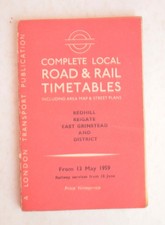 Bus Coach Train Timetable LT BR Road & Rail Redhill 13th May 1959
