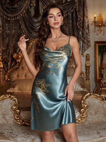 Satin floral night - night, dress