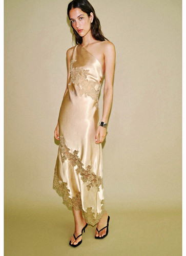 Zara champagne cava satin lace - cava,