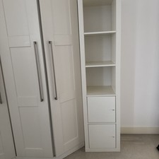 IKEA Tall White Cupboard 184cmx 45cm with 3 Shelves 2 cupboards 