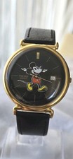 Huge 41mm Gold Plated Vintage PULSAR BY SEIKO MICKEY MOUSE Quartz Wristwatch