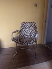 Set of 6 Vintage Pieff Cantilever Dining Chairs – Chrome & Velvet – 1970s 