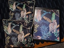 2 Navy Jungle Cushions / Matching Picture