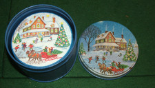 Vintage Xmas Coasters In Tin