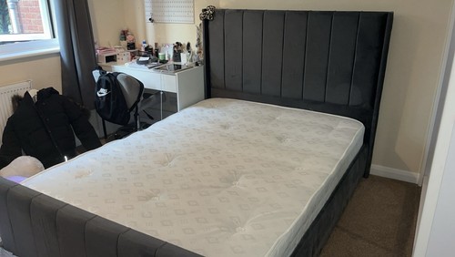 Grey upholstered bed frame - upholstered,