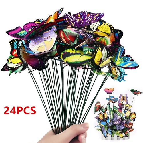 24x butterfly stakes - 24x, garden