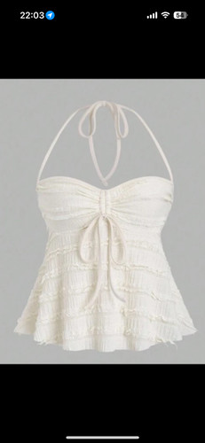 Cream halterneck drawstring
