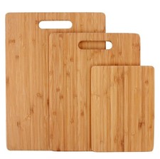 Set of 3 Bamboo Cutting Board Kitchen Food Cutting Slicing Platter Serving Trays