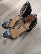 Bebo Ladies Shoes: Black&Grey Velvet Ankle Strap High Heel  4 inch heel UKSize 8