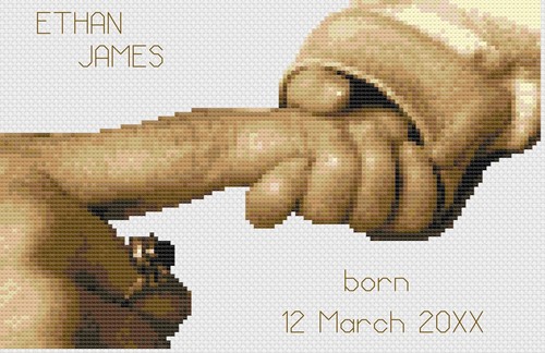 Cross stitch birth sampler - cross,