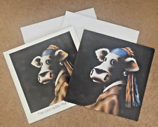 Birthday Cards Caroline Shotton's Cow with Pearl Earring Pack of 2 Blank Inside