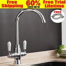 Kitchen Sink Mixer Monobloc Mixer Tap Ceramic Dual Lever Handle Waterfall Faucet