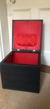 1960s black cube sewing box/ storage/stool by Sherborne
