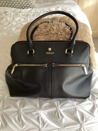 Modalu black leather handbag - black,