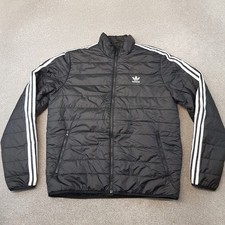 Adidas Mens Jacket Large Black Quilted Padded Originals Superstar Trefoil Coat