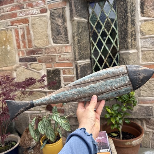 Wooden fish decor blue - fish,