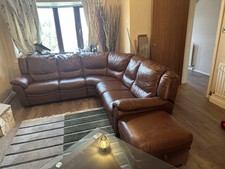Corner recliner sofa - sofa, brown