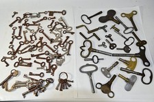 Interesting Collection of Clock Keys and 2 Winders with Box of Furniture Keys