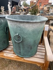 Galvanised  planter -  copper look  - Zinc pots & planters - ring handle bucket