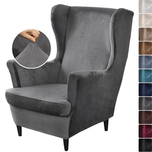 Plush velvet wingback chair - plush,