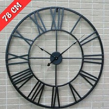 78cm Large Roman Numerals Skeleton Wall Clock Big Giant Open Face Round Home UK