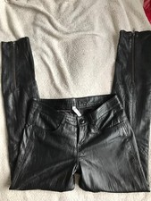 Firetrap black soft real leather skinny trousers leggings UK 8