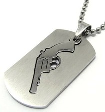 Revolver Pistol Gun Dog Tag