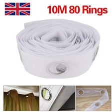 10 Metres Curtain Heading Tape with 80 Round Eyelet Rings for Curtain Blinds UK