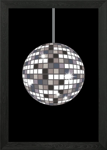 Disco light ball music - ball, framed
