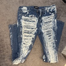 Guapi Jeans Aqua Blue Blood Diamond Stacked Denim Jeans Men's Size 38