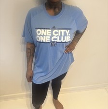 Light Blue ADIDAS New York City Soccer Men's Crew Neck Ultimate T-Shirt