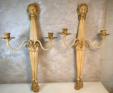 Vtg Antique Pair Lion Gilded
