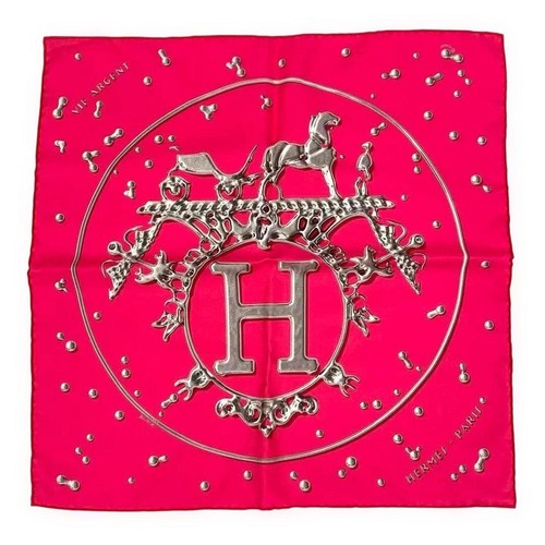 Hermes silk scarf vif - scarf, argent