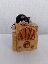 Peter Fagan Colour Box Cats Collection, Cat on Old Fashioned Radio (Cream) 