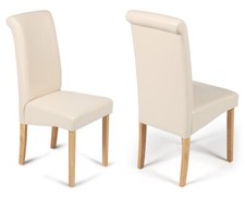 2 Cream Dining Chairs Faux