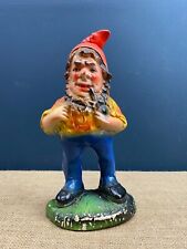 UNUSUAL VINTAGE HAND PAINTED GARDEN GNOME SMOKING PIPE ORNAMENT